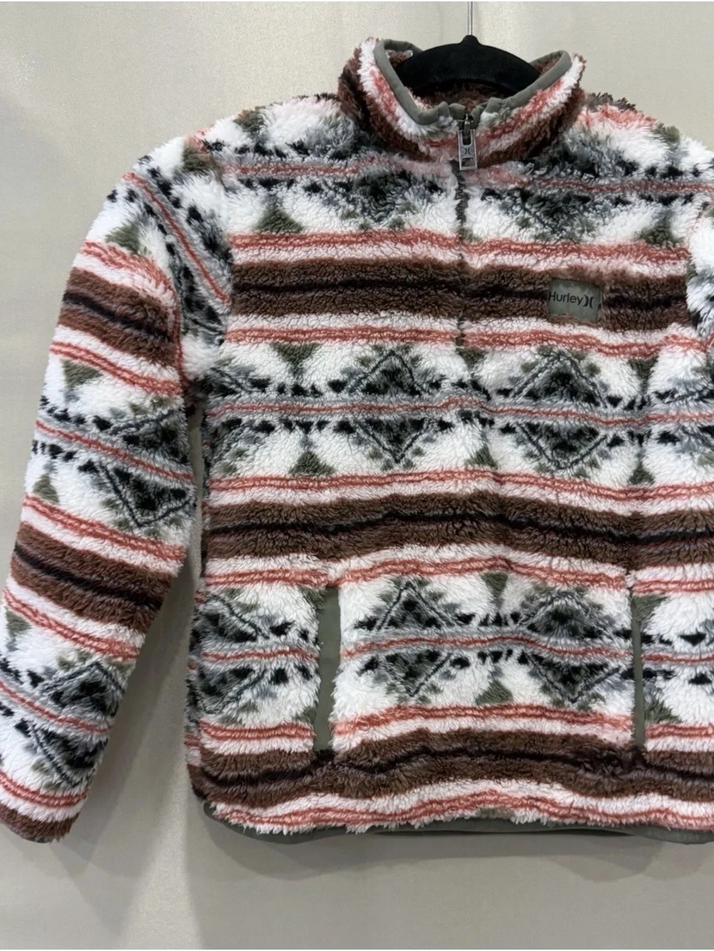 NEW Hurley Boy's Sherpa Plush Printed Quarter-Zip Jacket Size S(6/7) NWT